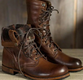 Dames Veterlaarzen in Vintage Stijl Halflange | Outdoor Combat Laarzen