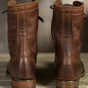 Dames Veterlaarzen in Vintage Stijl Halflange | Outdoor Combat Laarzen