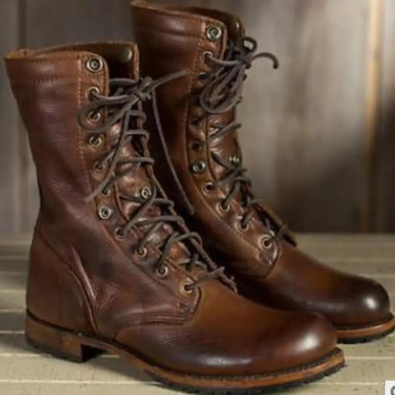 Dames Veterlaarzen in Vintage Stijl Halflange | Outdoor Combat Laarzen