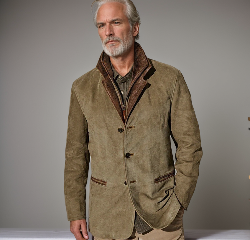 Heren Vintage Buckskin Look Jas | Verfijnde Afwerking