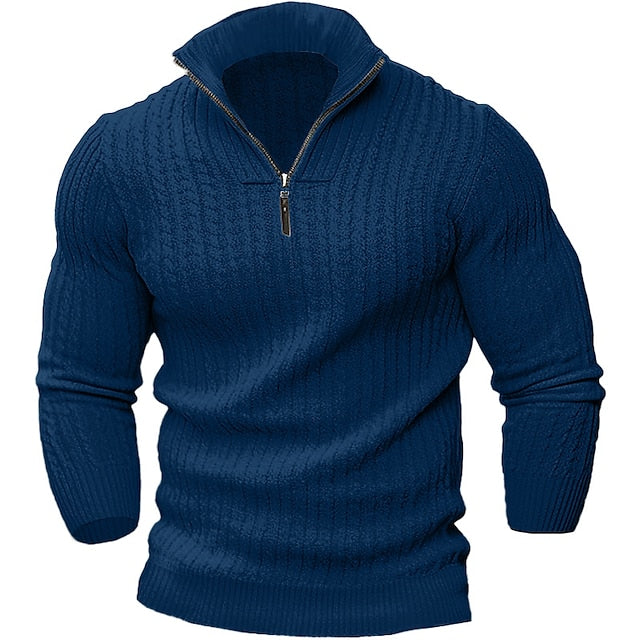 Heren Nachttrui met Halve Rits | Slim Fit