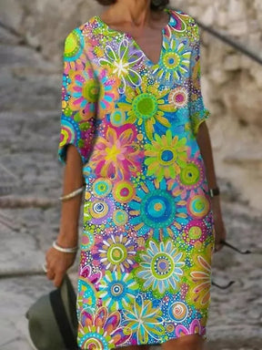 Isabelle - Boho Casual Tuniek Jurk met Speels Bloemenpatroon