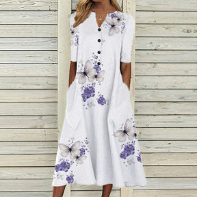 Isabelle - Lange Vloeiende Jurk met Bloemenprint, Elegant en Comfortabel