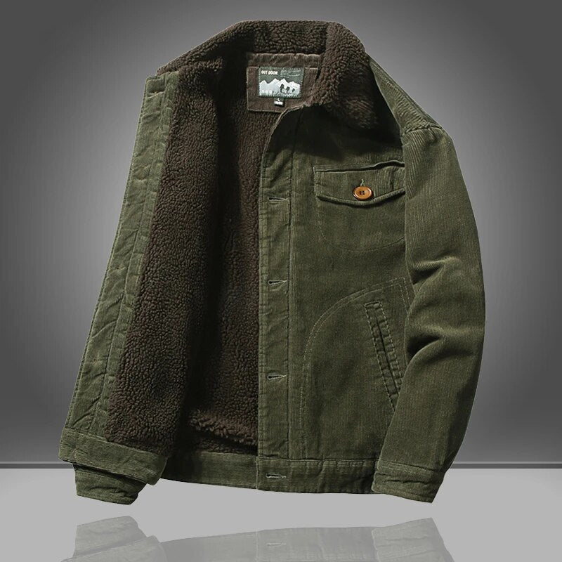 Heren Corduroy Winterjas met Sherpa Voering | Warme Buitenjas