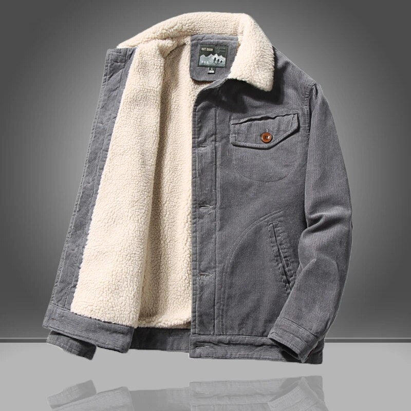 Heren Corduroy Winterjas met Sherpa Voering | Warme Buitenjas