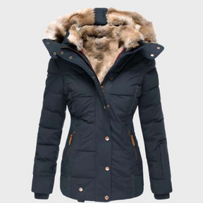 Lia - Winterparka met Voering en Capuchon van Imitatiebont voor Dames