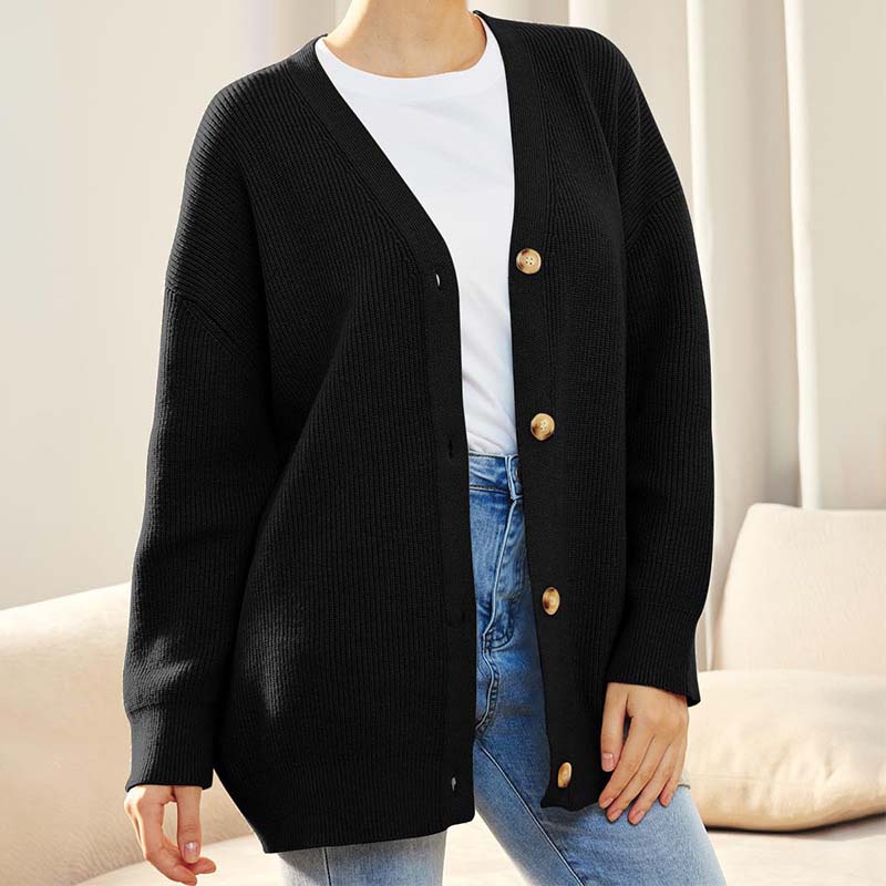 Dames Oversized Gebreid Vest Met Knopen | Casual Laagjesvest