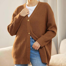 Dames Oversized Gebreid Vest Met Knopen | Casual Laagjesvest