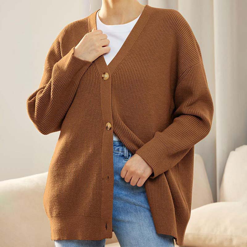 Dames Oversized Gebreid Vest Met Knopen | Casual Laagjesvest