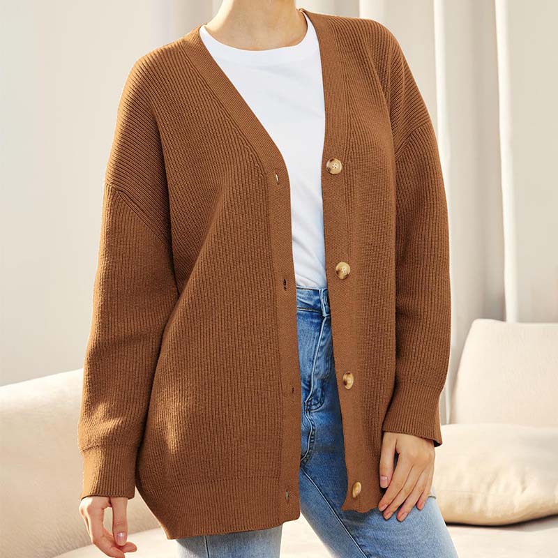 Dames Oversized Gebreid Vest Met Knopen | Casual Laagjesvest
