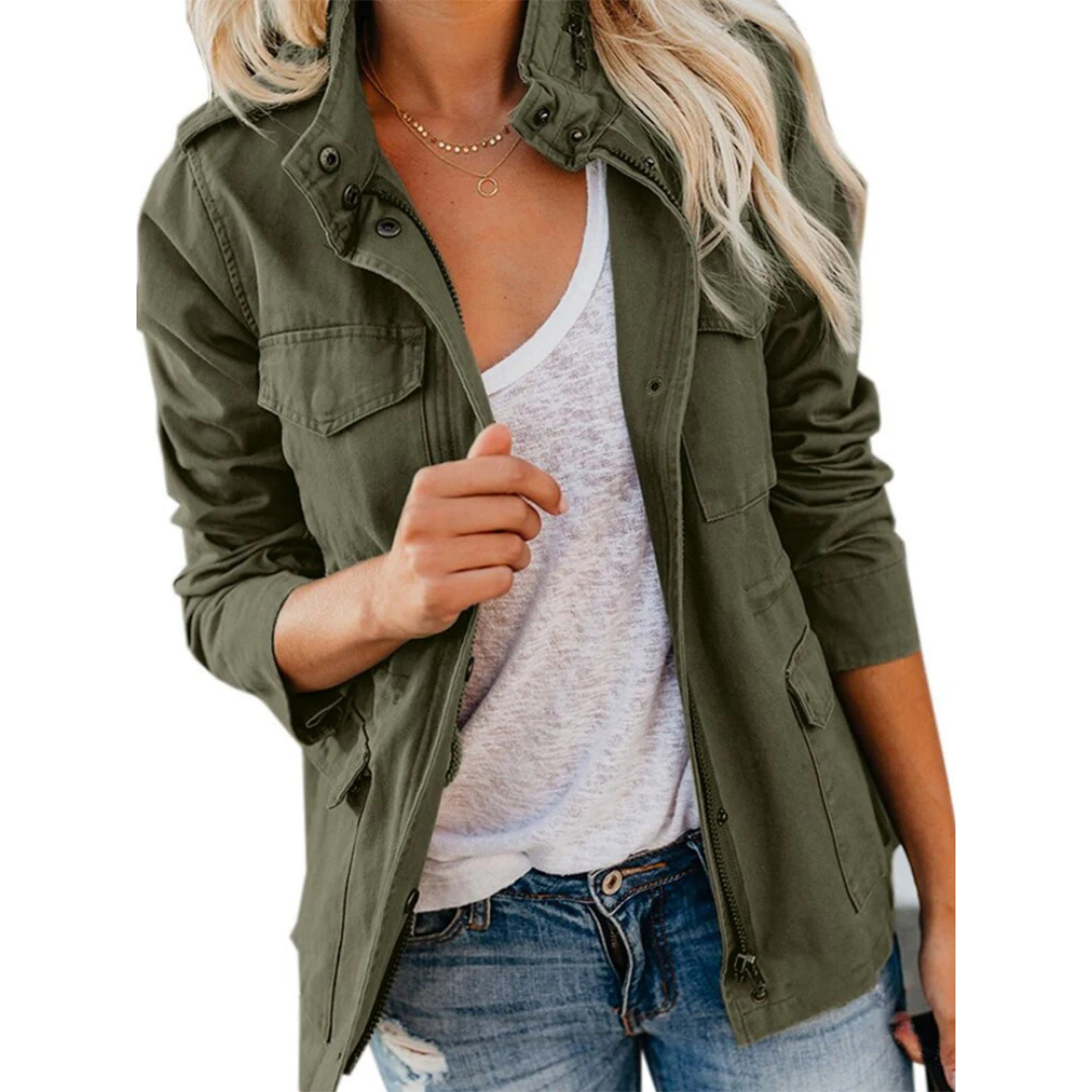 Dames Lichtgewicht Jas Met Rits | Casual Utility Bovenkleding