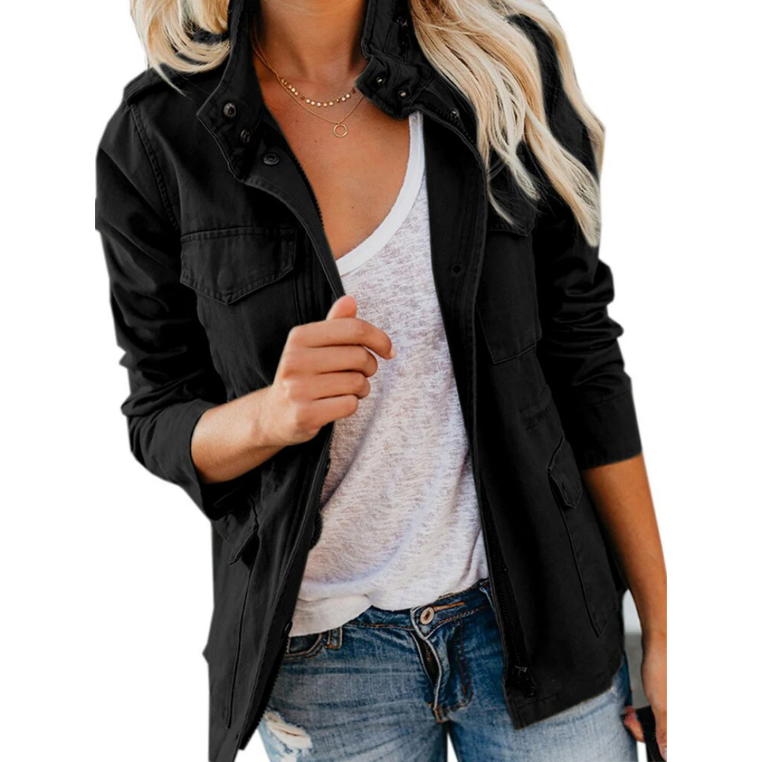 Dames Lichtgewicht Jas Met Rits | Casual Utility Bovenkleding