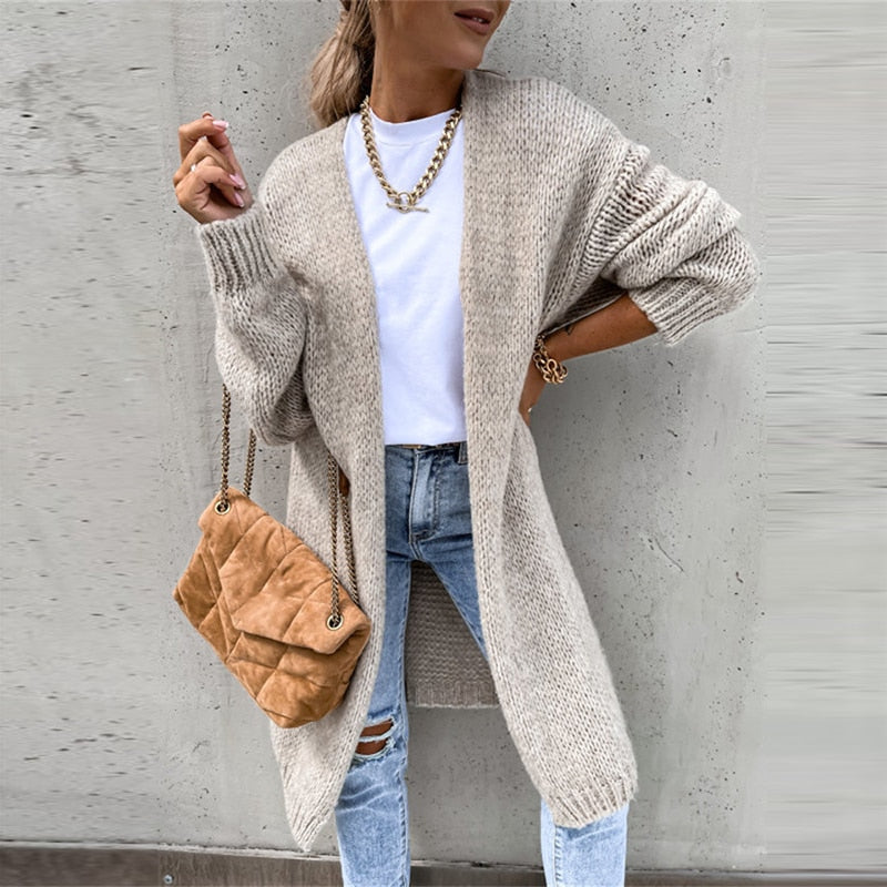 Dames Lange Cardigan Trui | Open Vest