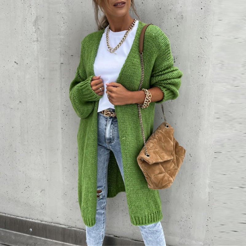 Dames Lange Cardigan Trui | Open Vest
