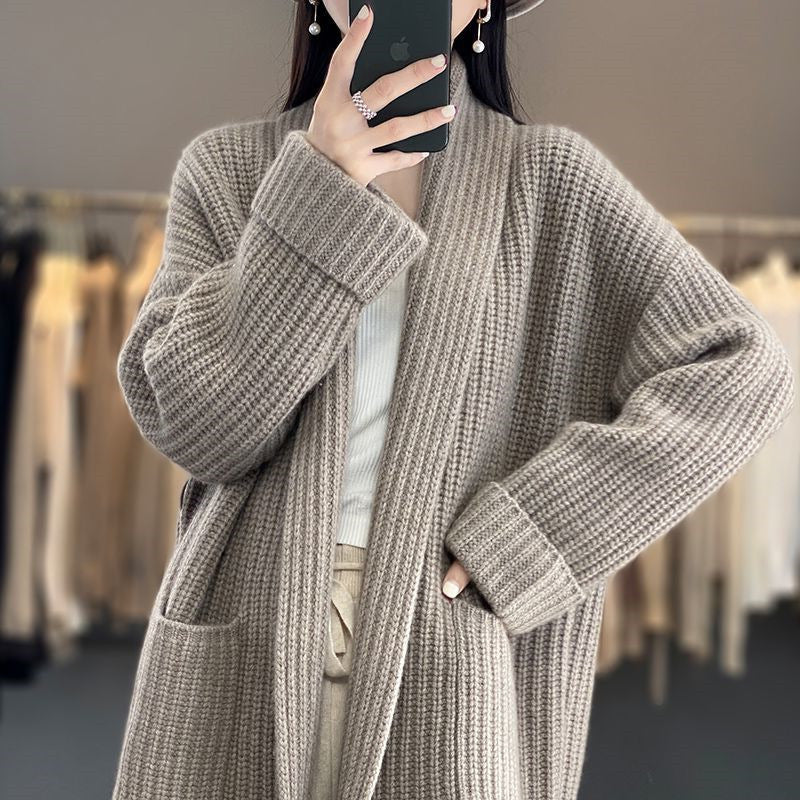 Dames Lange Gebreide Cardigan | Comfortabele Open Vest