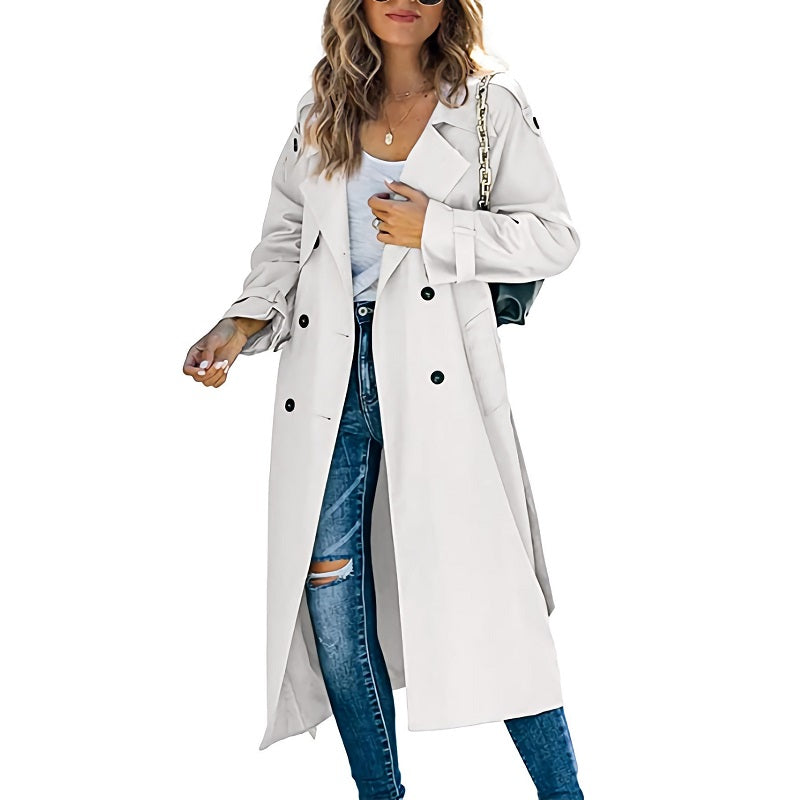 Dames Klassieke Lange Trench Jas | Lichtgewicht & Elegante