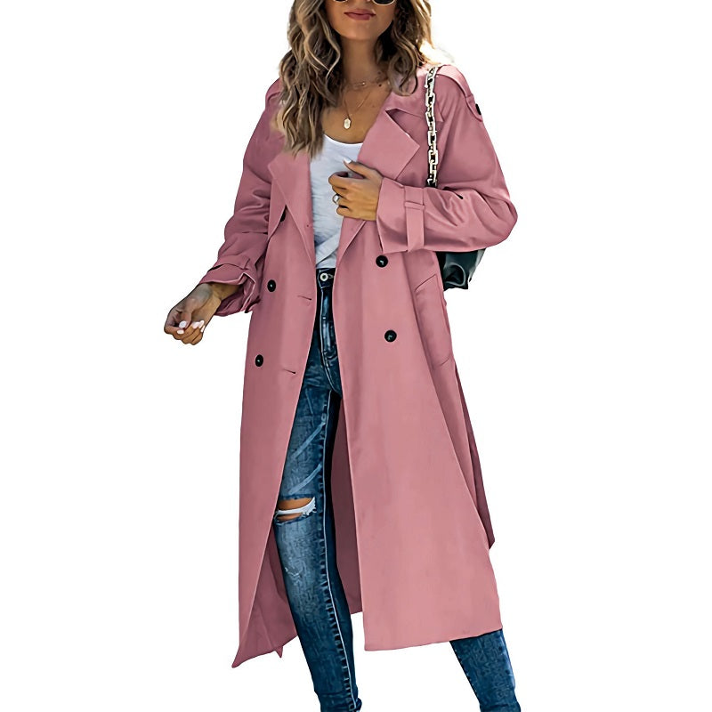 Dames Klassieke Lange Trench Jas | Lichtgewicht & Elegante