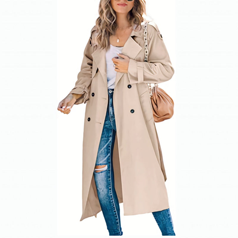 Dames Klassieke Lange Trench Jas | Lichtgewicht & Elegante