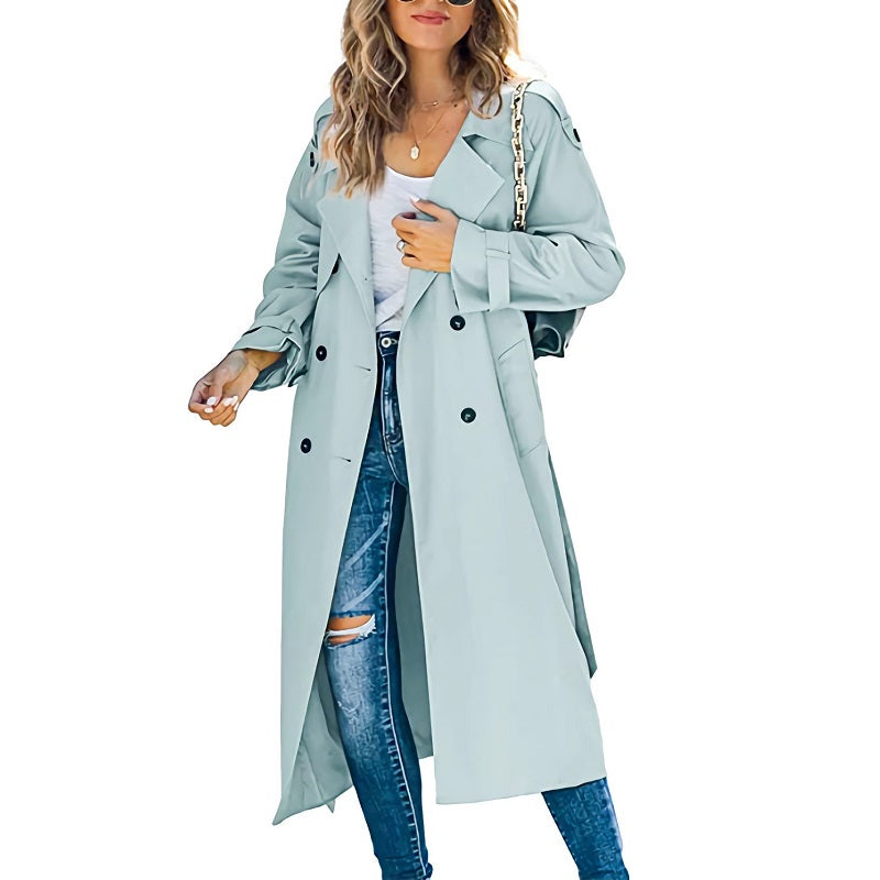 Dames Klassieke Lange Trench Jas | Lichtgewicht & Elegante