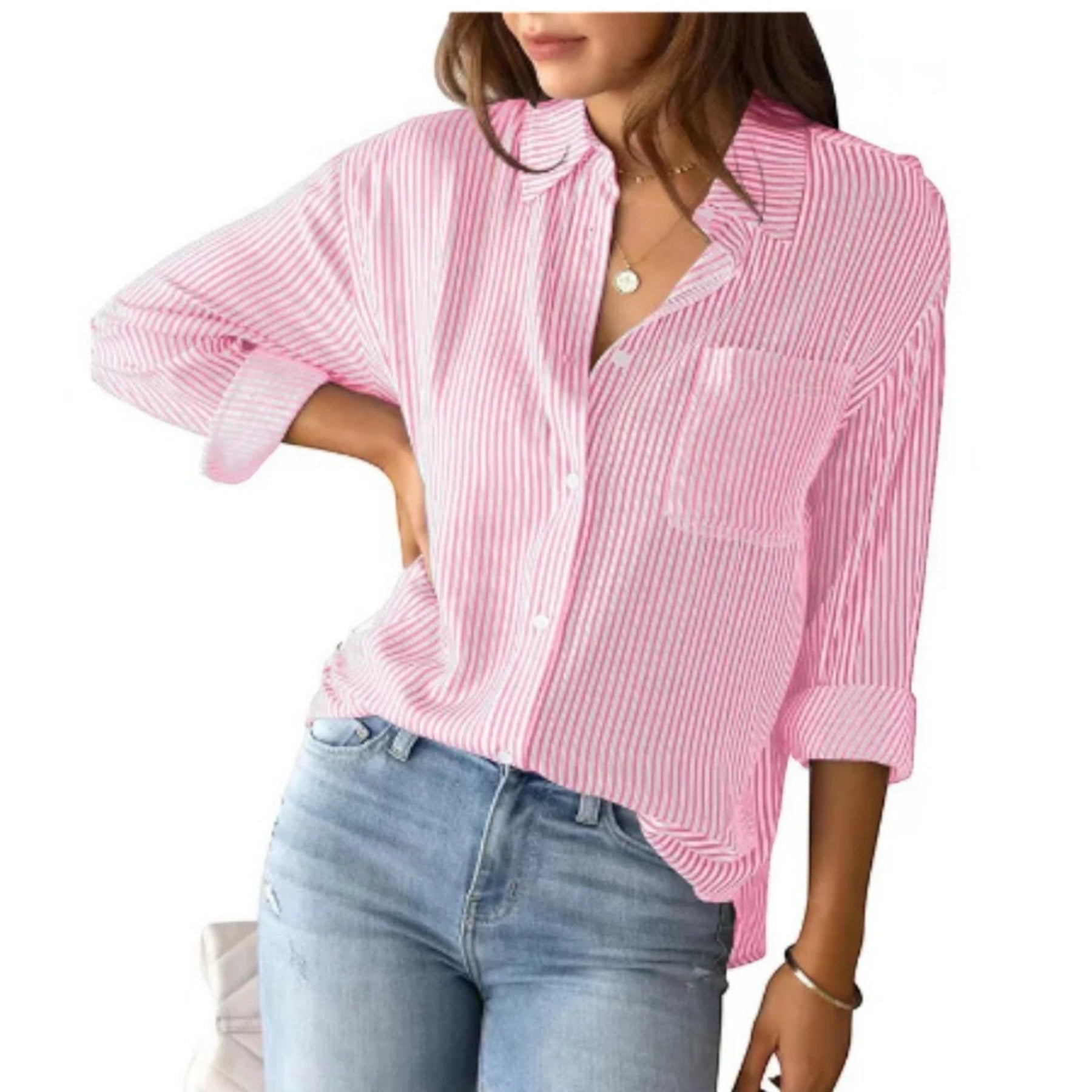 Dames Gestreepte Blouse Met Lange Mouwen | Elegante Casual Overhemd