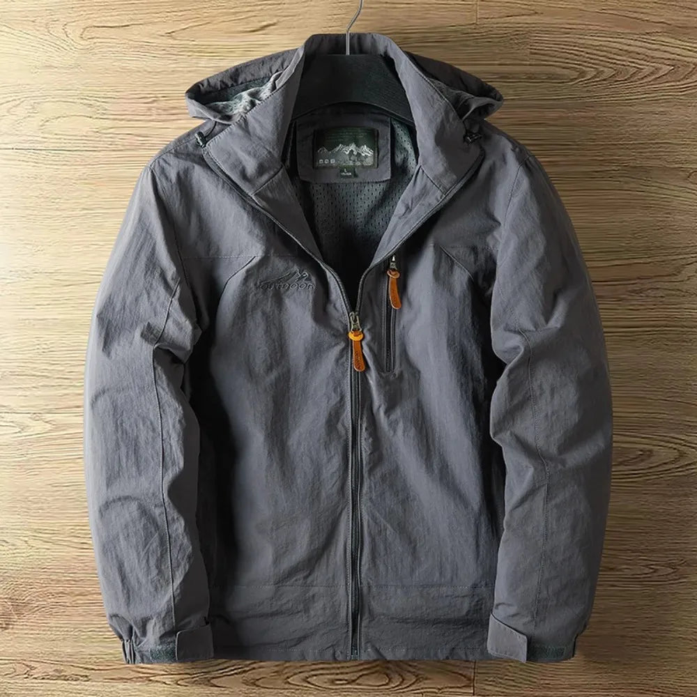 Heren Waterdichte Outdoor Jas | Met Capuchon Rits en Normale pasvorm