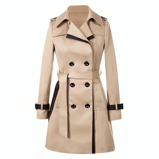 EleganceLine - Winddichte Trenchcoat met Verfijnde Afwerking en Tailleband