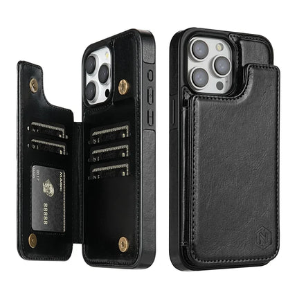 LeatherGuard - Luxe Leren Telefoonhoes met Kaartvakken en Magnetische Sluiting