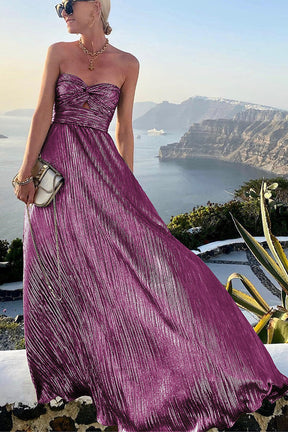Lotte - Elegant Strapless Metallic Maxi Avondjurk