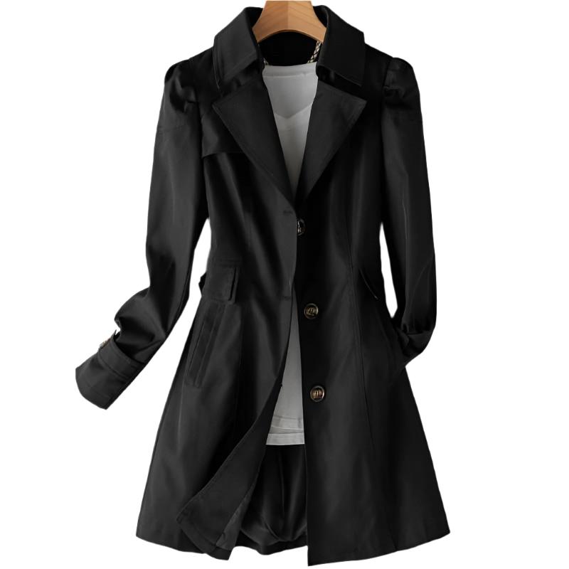 ClassicCharm - Stijlvolle Dames Trenchcoat met Knopen en Tailleaccent