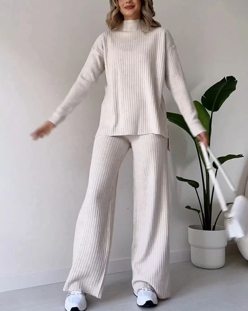 Dames Relaxte Chique Tweedelige Set | Comfortabele Gebreide Outfit