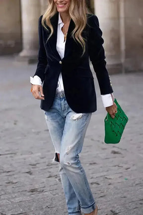 Dames Stijlvolle Blazer Met Gouden Knopen | Stijl en comfort