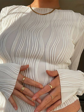 Elise - Elegante Gestructureerde Top met Lange Mouwen