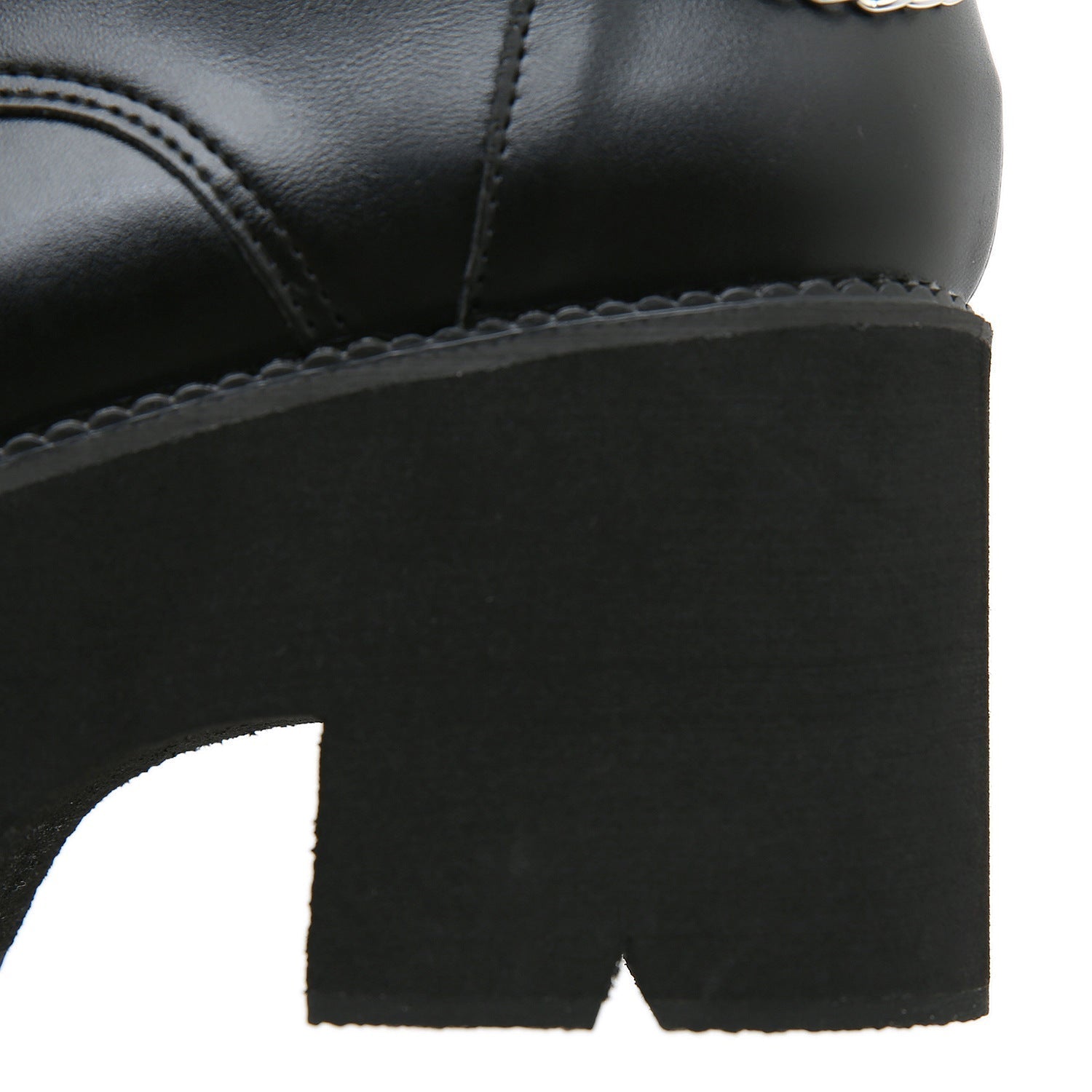Dames Zwarte Plateau Combat Laarzen | Gotische Veterlaarzen met Kettingdetail