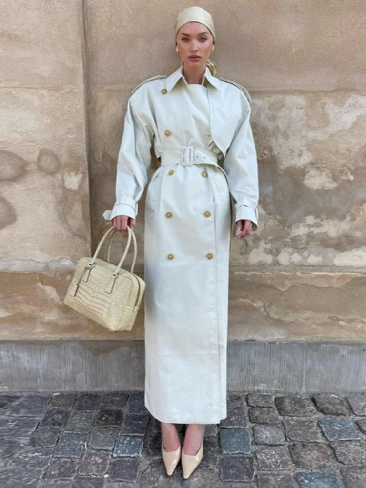 Dames Volledige Lengte Trenchcoat | Relaxte Pasvorm Dubbelrijig met Ceintuur
