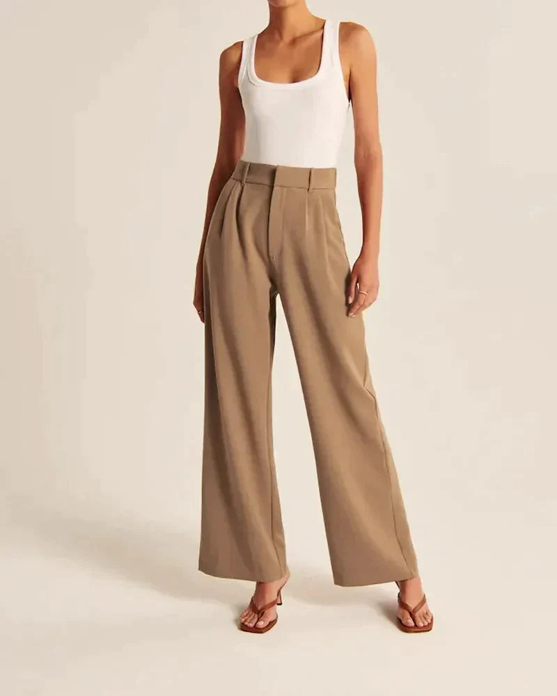 Stijlvolle Hoge Taille Wijde Broek | Verfijnde Afwerking