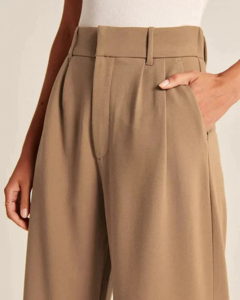 Stijlvolle Hoge Taille Wijde Broek | Verfijnde Afwerking