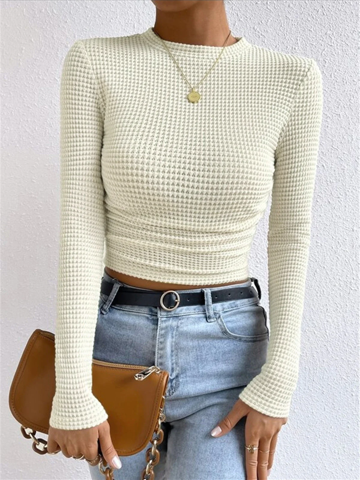 Dames Slim Fit Lange Mouw Trui | Hoge Hals