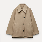 Dames Brede Kraag Oversized Jas | Midi Lengte met Zakken