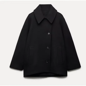Dames Brede Kraag Oversized Jas | Midi Lengte met Zakken