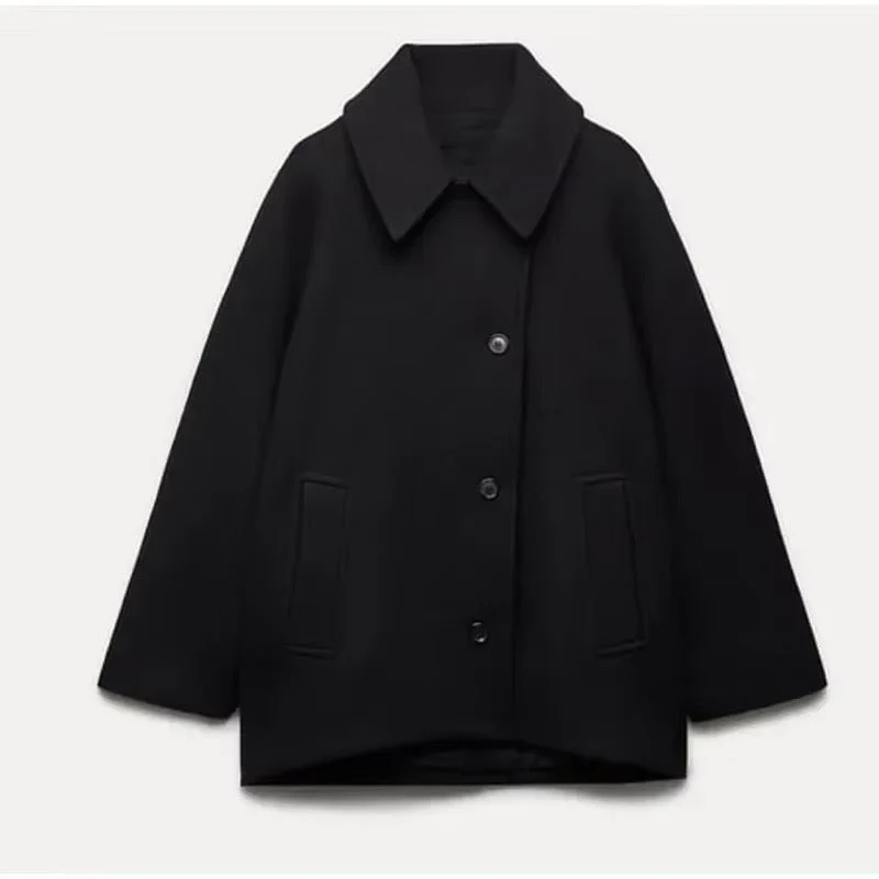Dames Brede Kraag Oversized Jas | Midi Lengte met Zakken