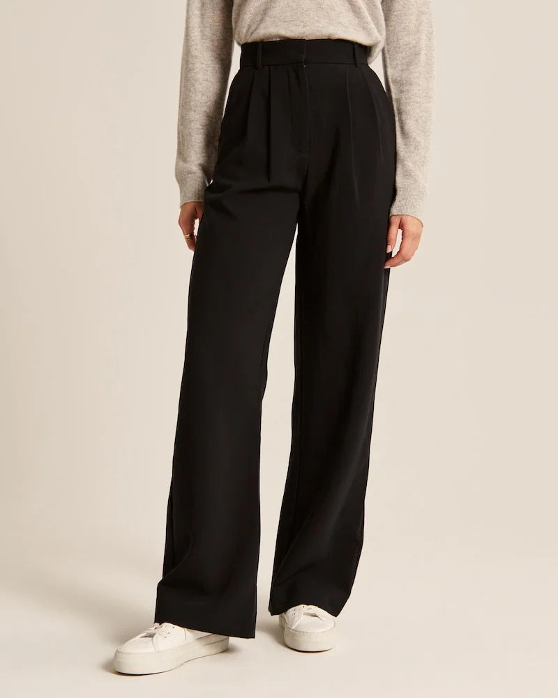 Stijlvolle Hoge Taille Wijde Broek | Verfijnde Afwerking