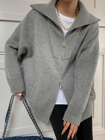 Dames Oversized Vest | Rits Voorkant met Open Kraag