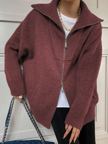 Dames Oversized Vest | Rits Voorkant met Open Kraag
