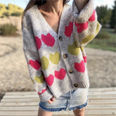 Dames V-Hals Hartjesprint Vest | Relaxte Pasvorm