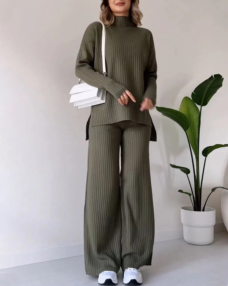 Dames Relaxte Chique Tweedelige Set | Comfortabele Gebreide Outfit