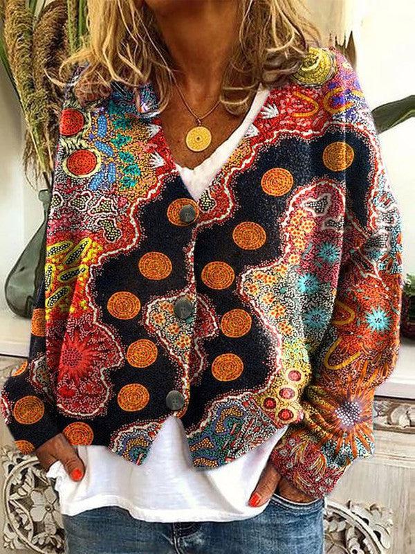 Dames Kleurrijke Boho Stijl Trui – Vrolijke Patronen
