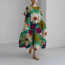 FloralFinesse - Kleurrijke Maxi Jurk met Bloemenprint