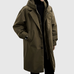 Heren Lange Waterdichte Winterjas met Capuchon | Stijlvolle Trenchcoat