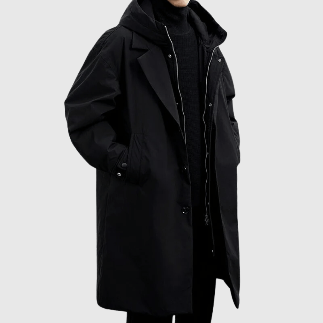 Heren Lange Waterdichte Winterjas met Capuchon | Stijlvolle Trenchcoat