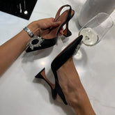 Victoria - Chic Slingback Pumps met Strass Detail en Spitse Neus